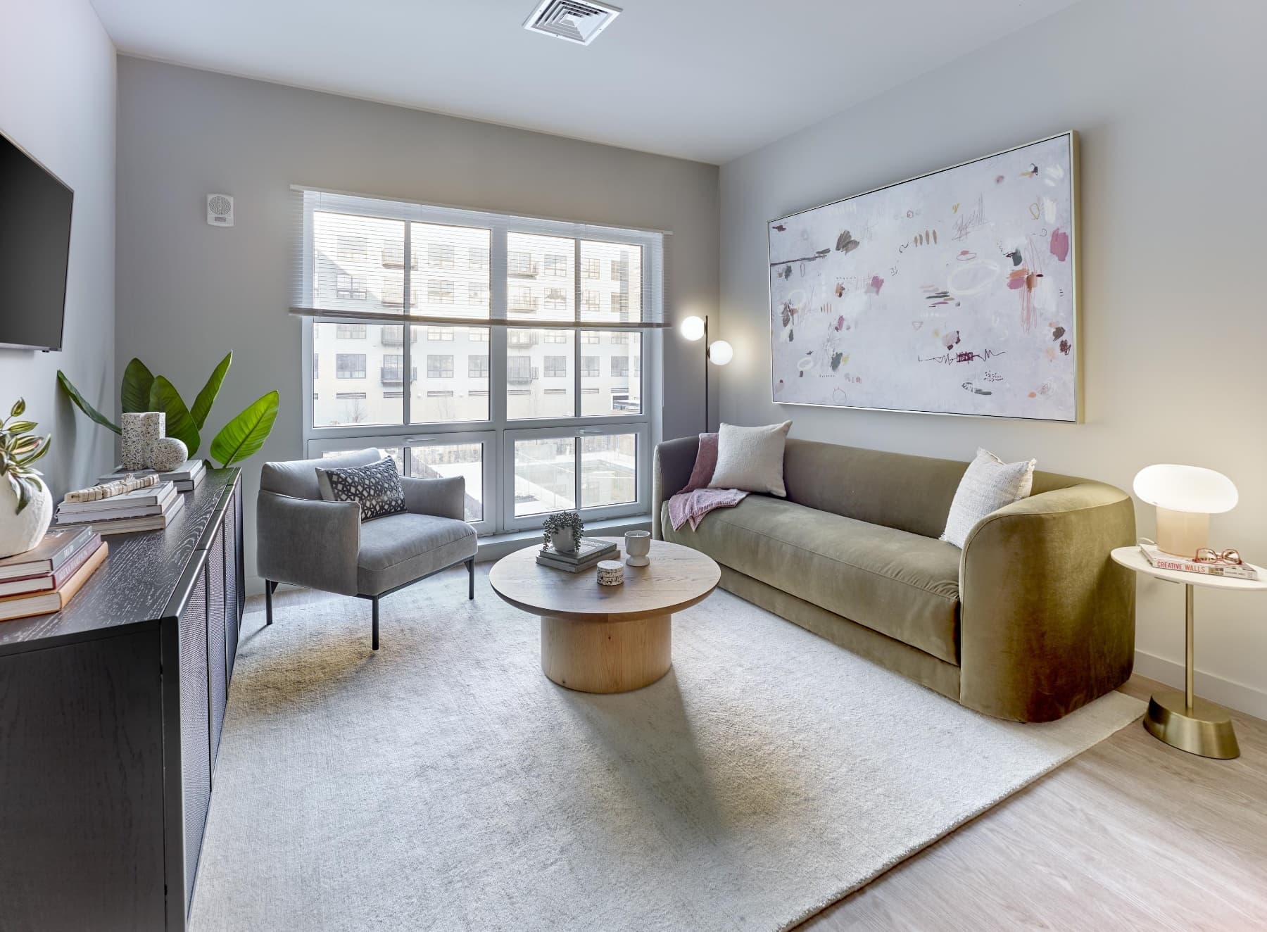 Living room in one of The Winston's luxury apartments in New Haven, CT